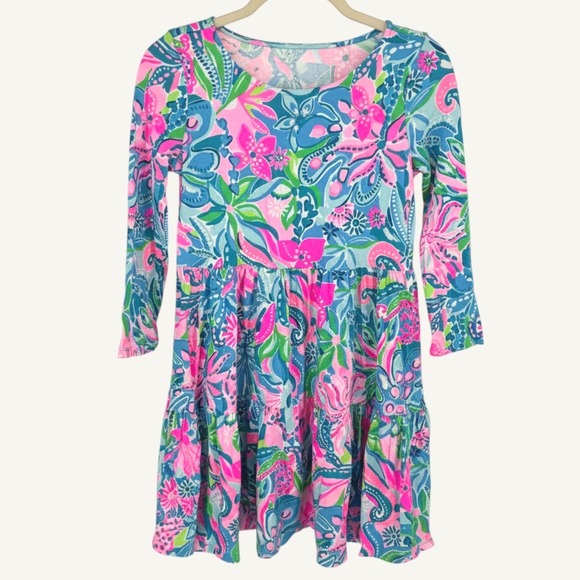 Lilly Pulitzer Dresses & Skirts - Lilly Pulitzer Geanna Swing Dress Women's XS Turquoise Oasis Golden Hour